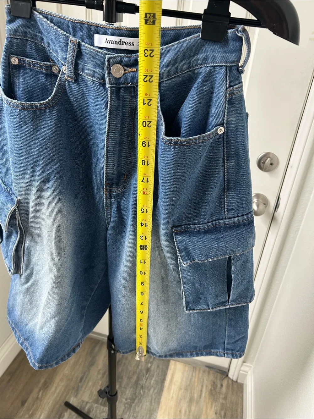 Avandress Y2K Denim Cargo Jorts Wide Leg Skater Jorts Baggy Jean Shorts
